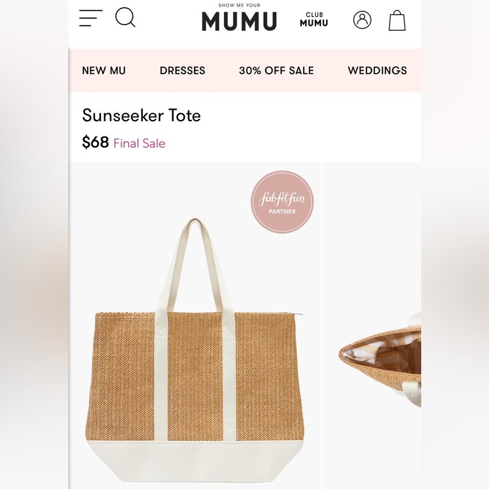 Show Me Your MuMu ☀️ Tan and Cream Woven Tote Bag